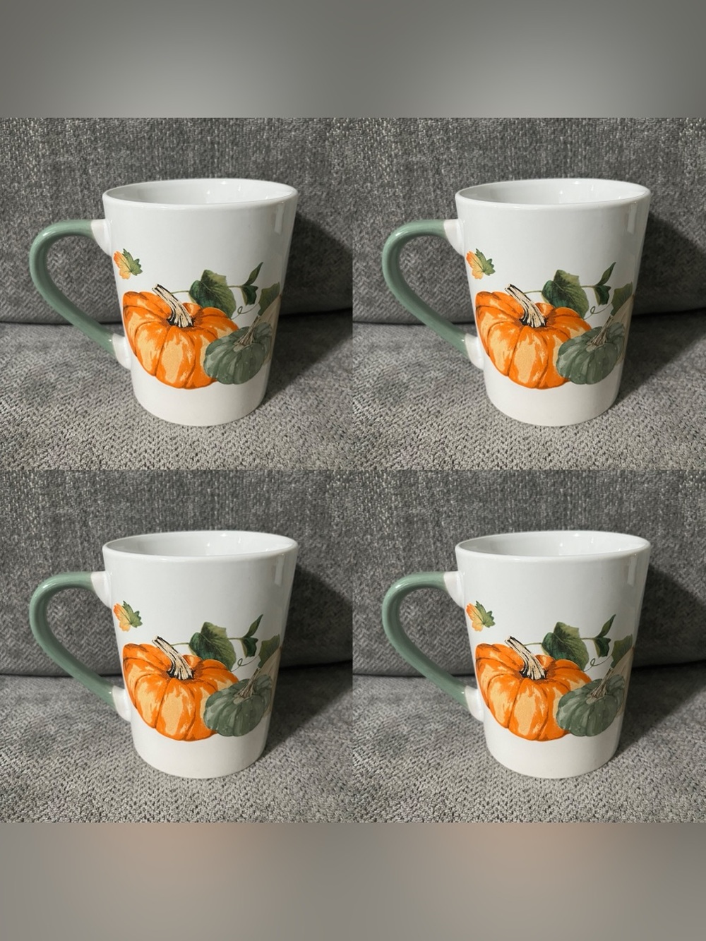 Royal Norfolk 4 Multicolor Pumpkins Coffee Mugs Fall Thanksgiving Farmhouse